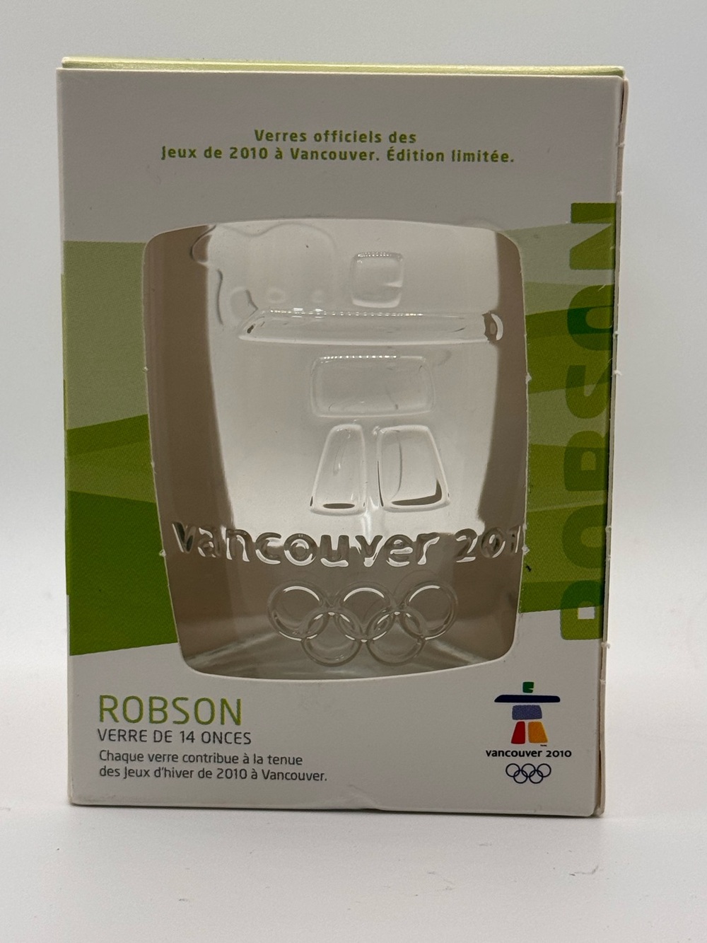 NIB Vancouver 2010 Collectible Water Glass - Robson. 14 fl oz.